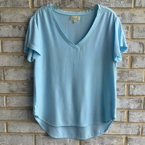 Cloth & Stone Short Sleeve V-Neck Hi-Low T-Shirt Women's Size M - Picture 2 of 8